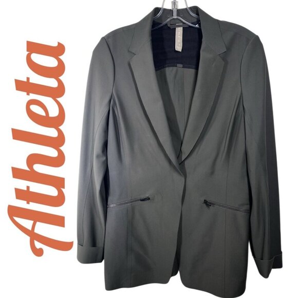 ATHLETA INTERSTELLAR BLAZER OLIVE GREEN SLEEK MODERN MINIMALIST, SIZE 4 - Picture 2 of 12